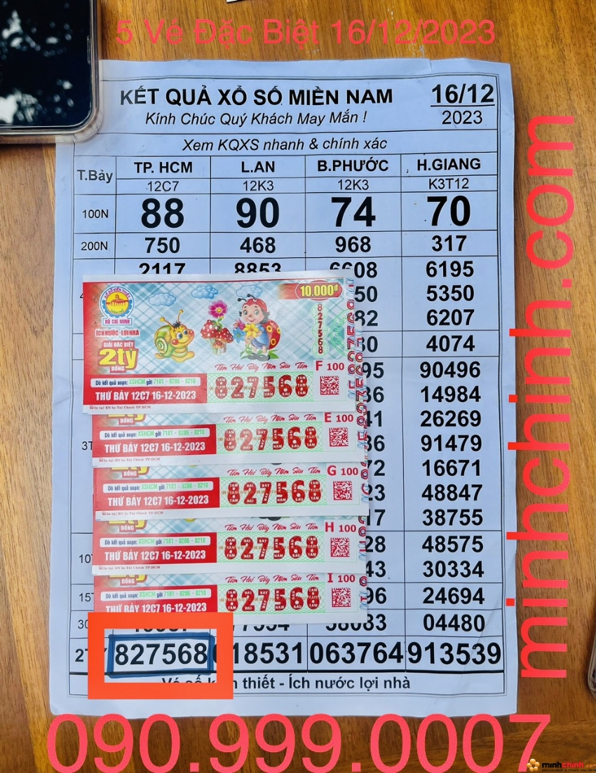 ĐLVS Minh Chính - Đổi Số Trúng Đặc Biệt Vé TP.HCM Ngày 16/12